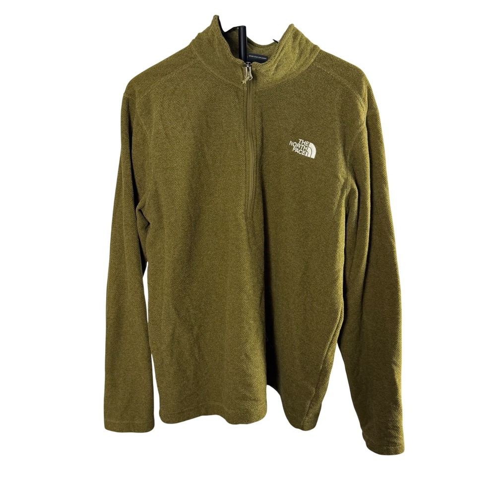 The‎ North Face Mens XL Olive Green Textured Fleece Quarter Zip Pullover Sweater